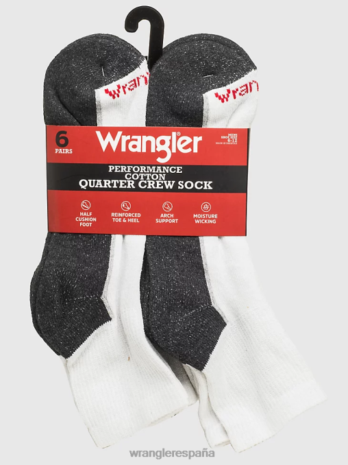 Wrangler accesorios blanco (112318615) hombres calcetines tobilleros acolchados (paquete de 6) BDR0J722