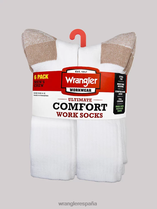 Wrangler accesorios blanco (112347655) hombres calcetines de trabajo para equipo (paquete de 6) BDR0J729