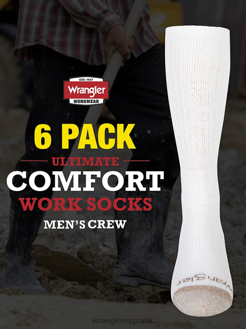 Wrangler accesorios blanco (112347655) hombres calcetines de trabajo para equipo (paquete de 6) BDR0J729