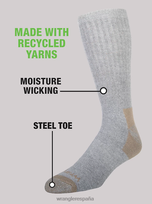 Wrangler accesorios gris (112347656) hombres calcetines de trabajo para equipo (paquete de 6) BDR0J728