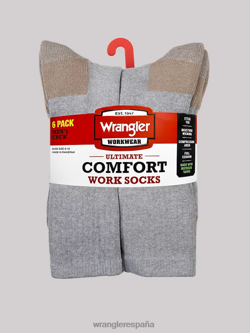 Wrangler accesorios gris (112347656) hombres calcetines de trabajo para equipo (paquete de 6) BDR0J728