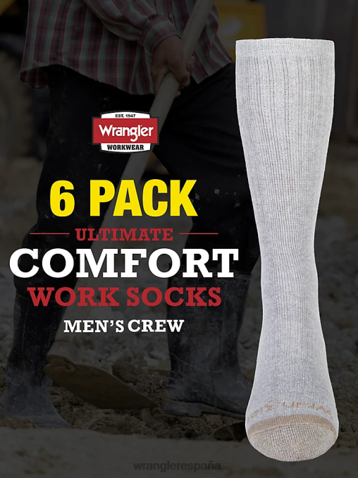 Wrangler accesorios gris (112347656) hombres calcetines de trabajo para equipo (paquete de 6) BDR0J728