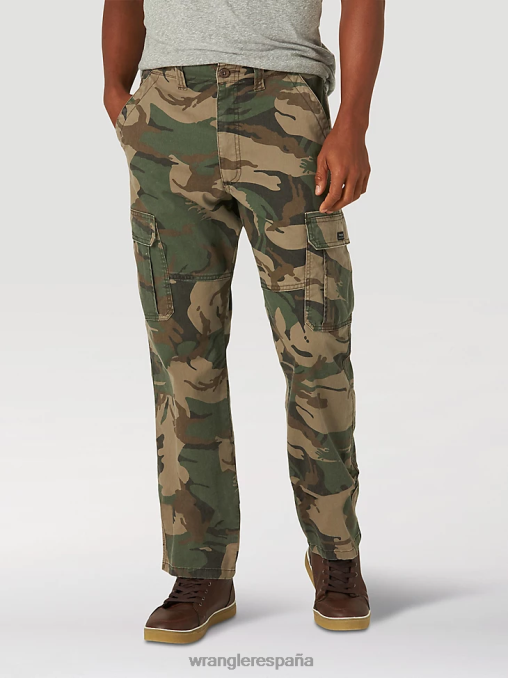 Wrangler ropa camuflaje verde marrón (70abw4m) hombres pantalón cargo flexible de ajuste relajado premium de cinco estrellas BDR0J220