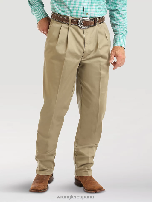 Wrangler ropa caqui (00097kh) hombres pantalones casuales con frente plisado y ajuste relajado BDR0J262