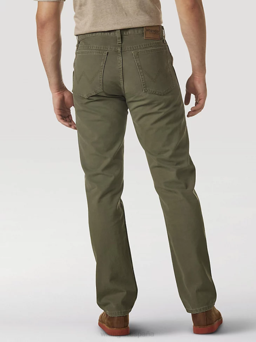 ropa musgo (31100ms) hombres Wrangler pantalón de lona con pernera recta y corte regular resistente BDR0J650