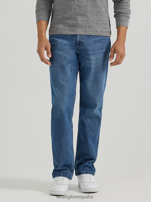 Wrangler ropa índigo medio (97fxvmi) hombres mezclilla premium de cinco estrellas flexible para mayor comodidad jean de ajuste relajado BDR0J80