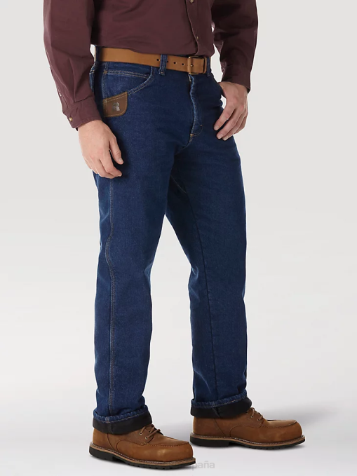 ropa índigo antiguo (3w055th) hombres Wrangler Vaqueros de cinco bolsillos con forro acolchado y ropa de trabajo Riggs BDR0J191
