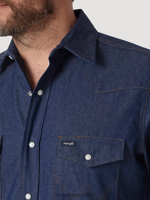 Wrangler ropa aura naranja (112330917) hombres camisa a cuadros con lavado vaquero BDR0J409