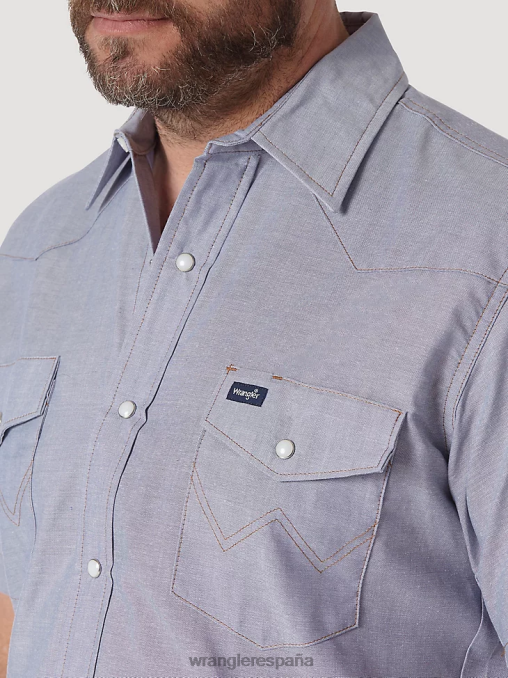 Wrangler ropa aura naranja (112330917) hombres camisa a cuadros con lavado vaquero BDR0J409