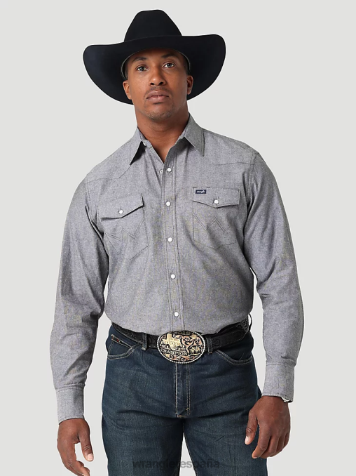 Wrangler ropa aura naranja (112330917) hombres camisa a cuadros con lavado vaquero BDR0J409