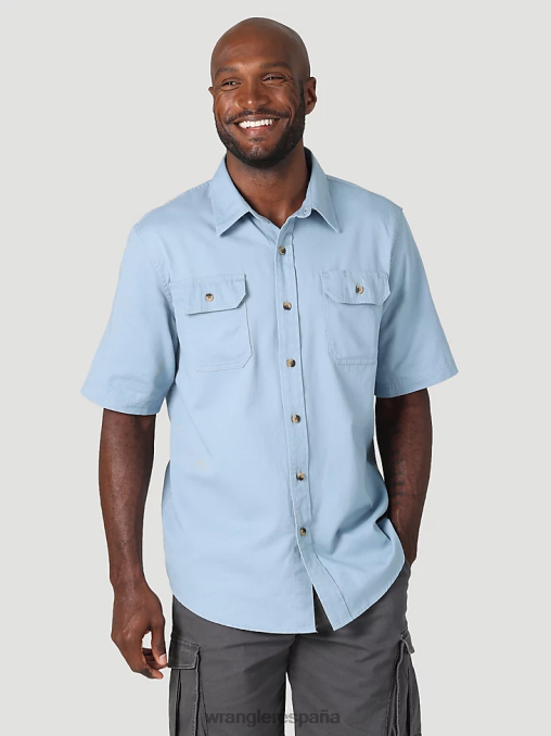 Wrangler ropa azul descolorido (112315227) hombres camisa épica de sarga suave y flexible BDR0J361