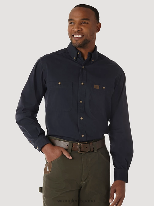 Wrangler ropa azul marino 3w501nv hombres Riggs Workwear camisa de trabajo de sarga solida con botones y manga larga BDR0J350 BDR0J350 Un ajuste clasico Wrangler Espana Wrangler ropa lleva tu mirada