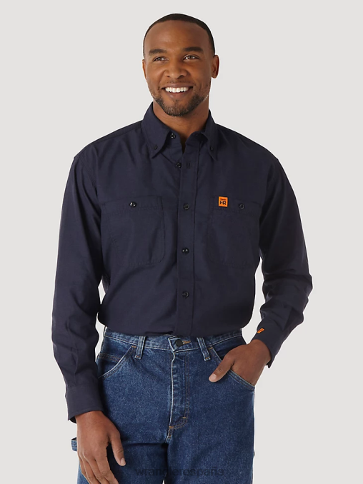 Wrangler ropa azul marino (fr3w01n) hombres Camisa de trabajo sólida de sarga resistente al fuego riggs workwear fr BDR0J402