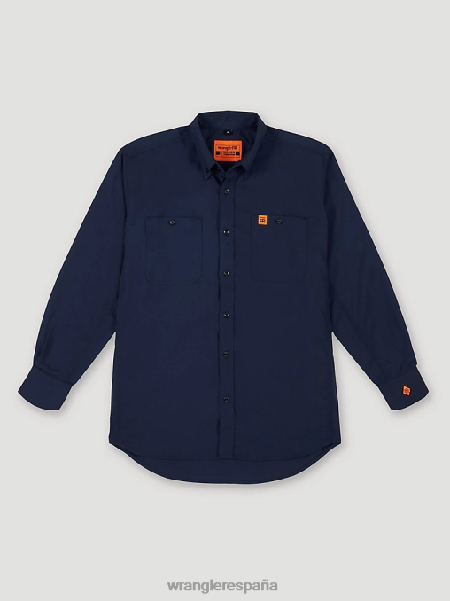 Wrangler ropa azul marino (fr3w01n) hombres Camisa de trabajo sólida de sarga resistente al fuego riggs workwear fr BDR0J402