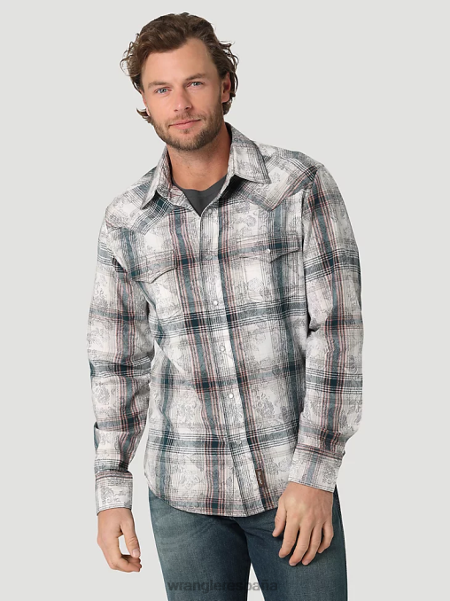 Wrangler ropa azul marino/negro (fr123bl) hombres camisa a cuadros occidental de manga larga resistente al fuego fr BDR0J500