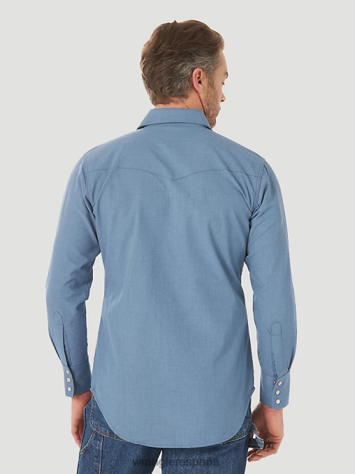 Wrangler ropa azul marino/negro (fr123bl) hombres camisa a cuadros occidental de manga larga resistente al fuego fr BDR0J500