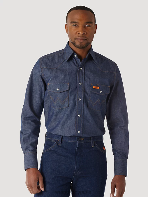 Wrangler ropa azul marino/negro (fr123bl) hombres camisa a cuadros occidental de manga larga resistente al fuego fr BDR0J500