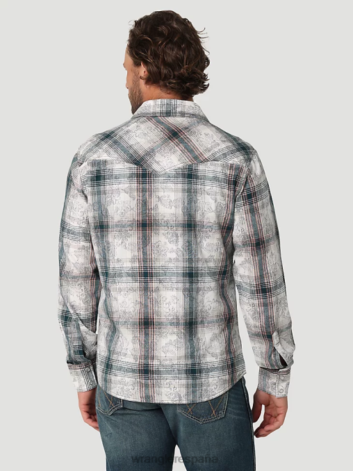 Wrangler ropa azul marino/negro (fr123bl) hombres camisa a cuadros occidental de manga larga resistente al fuego fr BDR0J500
