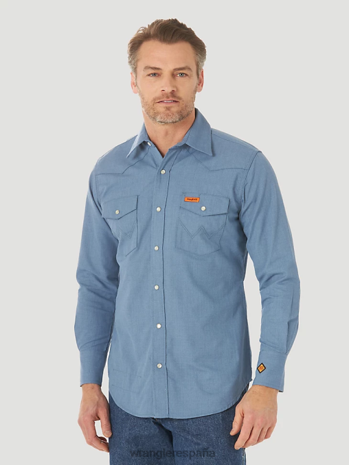 Wrangler ropa azul marino/negro (fr123bl) hombres camisa a cuadros occidental de manga larga resistente al fuego fr BDR0J500