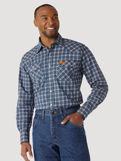 Wrangler ropa azul negro fr122bw hombres camisa a cuadros occidental de manga larga resistente al fuego fr BDR0J501 BDR0J501 Un ajuste clasico Wrangler Espana Wrangler ropa lleva tu mirada a un nivel