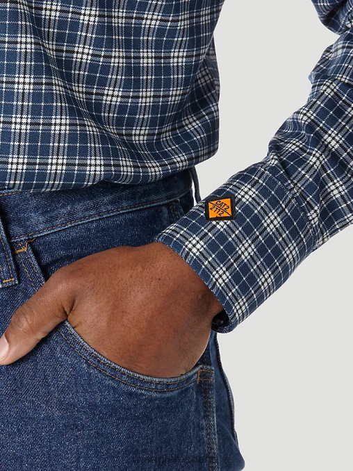 Wrangler ropa azul/negro (fr122bw) hombres camisa a cuadros occidental de manga larga resistente al fuego fr BDR0J501