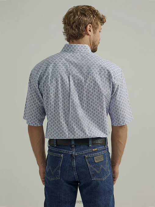 Wrangler ropa azul paisley (112327823) hombres Camisa con estampado de botones y 2 bolsillos de manga corta George Strait BDR0J366