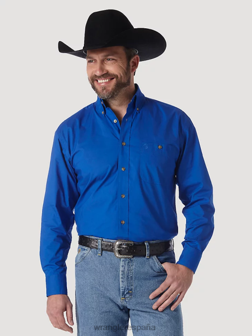 Wrangler ropa azul real (mgs273b) hombres camisa lisa con botones george strait & national patriot BDR0J371