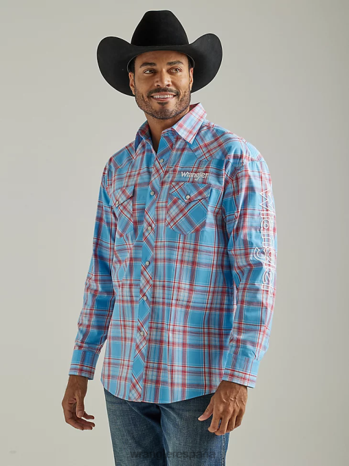 Wrangler ropa azul soleado 112327776 hombres camisa a cuadros de manga larga con logo estilo western BDR0J498 BDR0J498 Un ajuste clasico Wrangler Espana Wrangler ropa lleva tu mirada a un nivel