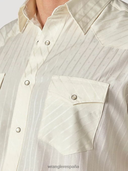Wrangler ropa bronceado (claro) (75226tn) hombres camisa occidental de manga larga con rayas dobby y botones (oscuro) BDR0J467