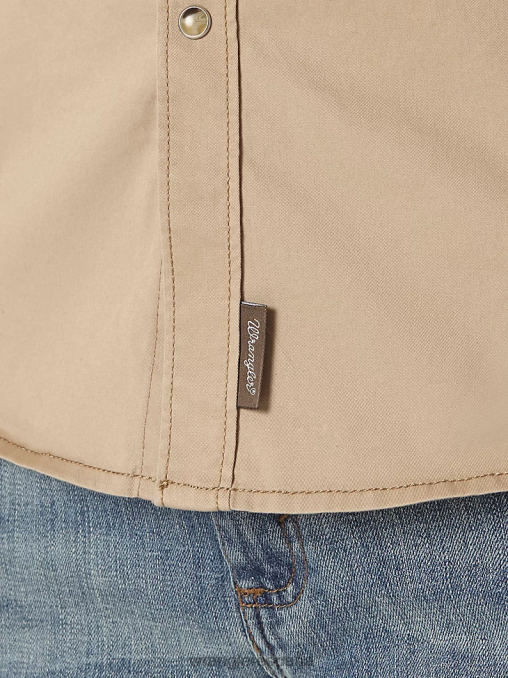 Wrangler ropa bronceado (mvr502t) hombres camisa estilo western con dos bolsillos con solapa y ribete en contraste BDR0J437