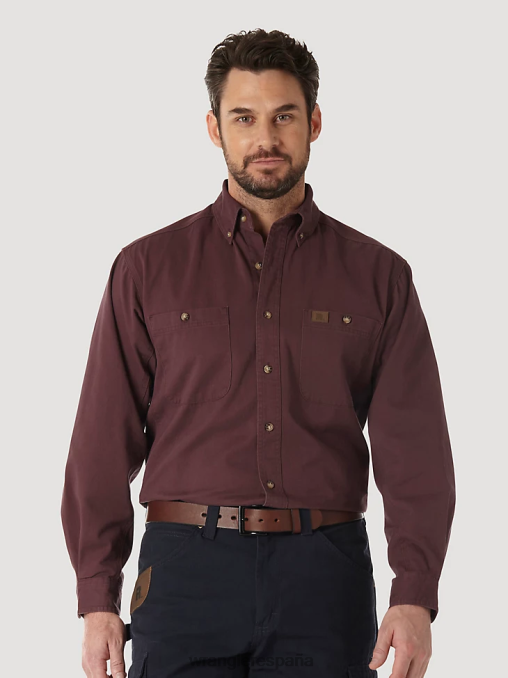 Wrangler ropa burdeos 3w501bg hombres Riggs Workwear camisa de trabajo de sarga solida con botones y manga larga BDR0J352 BDR0J352 Un ajuste clasico Wrangler Espana Wrangler ropa lleva tu mirada a