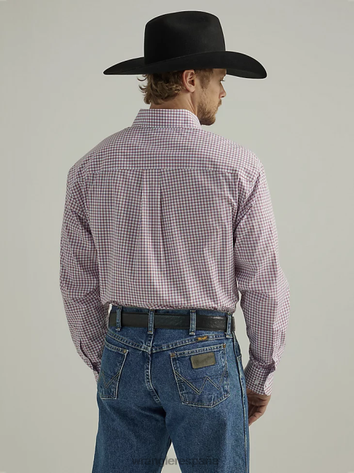 Wrangler ropa cheque rojo (112327838) hombres camisa a cuadros de manga larga con botones y dos bolsillos george strait BDR0J325