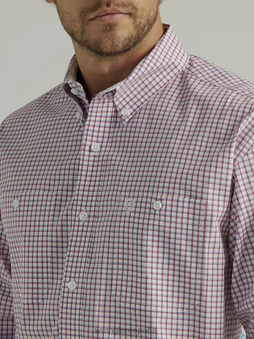 Wrangler ropa cheque rojo (112327838) hombres camisa a cuadros de manga larga con botones y dos bolsillos george strait BDR0J325