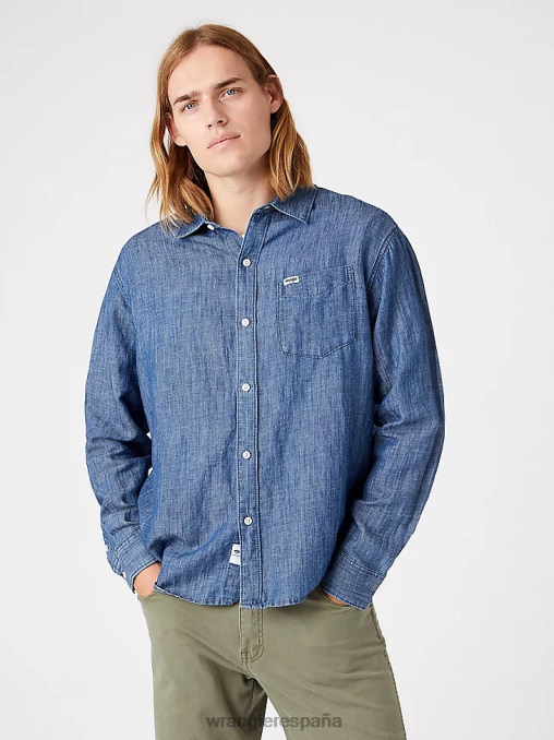 Wrangler ropa ciudad amatista (112336166) hombres camisa de campamento de manga corta a cuadros ecológica BDR0J397