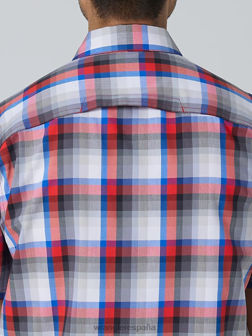 Wrangler ropa ciudad amatista (112336166) hombres camisa de campamento de manga corta a cuadros ecológica BDR0J397