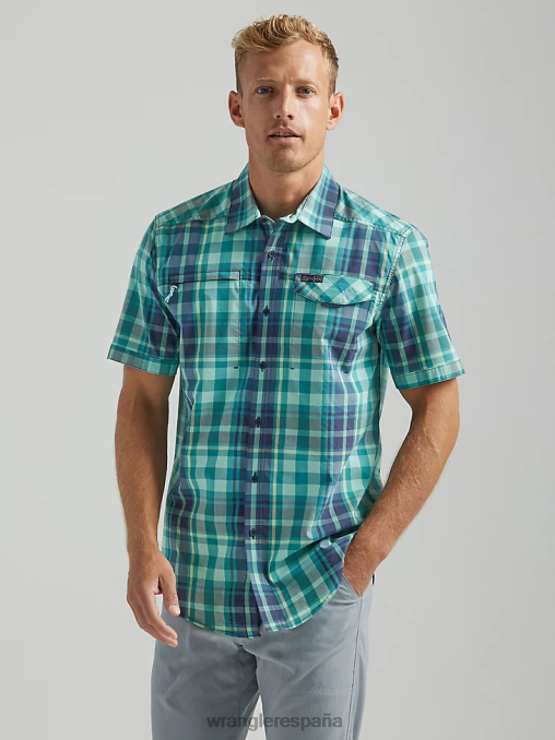 Wrangler ropa cuadros de marea (112333849) hombres atg camisa asimétrica a cuadros con bolsillo con cremallera BDR0J322