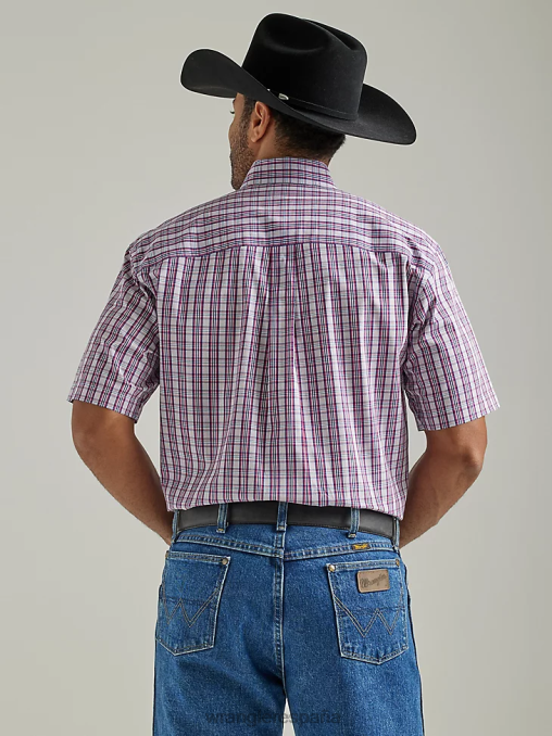 Wrangler ropa cuadros rosa medio (112327813) hombres camisa a cuadros con botones y 2 bolsillos de manga corta george strait BDR0J334