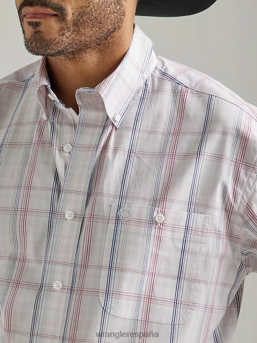 Wrangler ropa cuadros rosa pastel (112327817) hombres Camisa a cuadros con botones y 1 bolsillo de manga corta George Strait BDR0J310