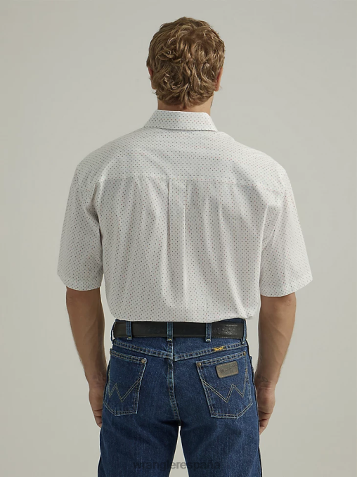 Wrangler ropa división blanca (112327818) hombres Camisa con estampado de un bolsillo y botones de manga corta George Strait BDR0J302