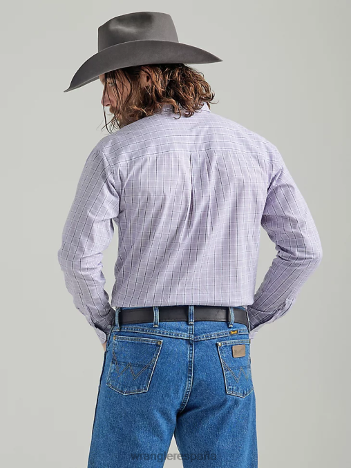Wrangler ropa lila (112324814) hombres camisa a cuadros de manga larga con botones y dos bolsillos george strait BDR0J324