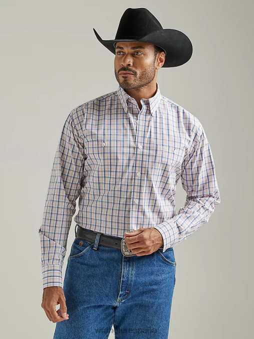 Wrangler ropa madras de piel de naranja (112327839) hombres camisa a cuadros de manga larga con botones y dos bolsillos george strait BDR0J326