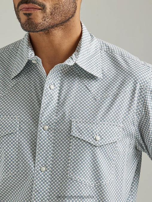 Wrangler ropa marina adriática (112327798) hombres Camisa con estampado occidental de manga larga y comodidad avanzada 20x Competition BDR0J489