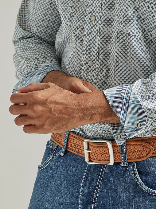 Wrangler ropa marina adriática (112327798) hombres Camisa con estampado occidental de manga larga y comodidad avanzada 20x Competition BDR0J489