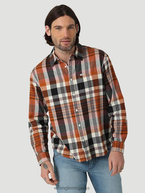 Wrangler ropa mezclilla oscura (ms1041d) hombres Camisa de trabajo de mezclilla occidental de manga larga con corte vaquero BDR0J406