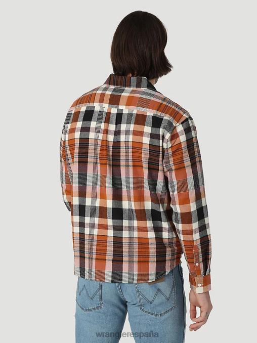 Wrangler ropa mezclilla oscura (ms1041d) hombres Camisa de trabajo de mezclilla occidental de manga larga con corte vaquero BDR0J406