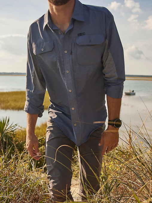 Wrangler ropa índigo vintage (nsb89vn) hombres camisa atg mezcla de materiales BDR0J378