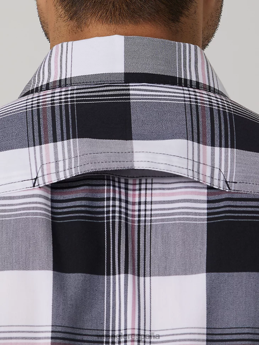 Wrangler ropa negro jade (112336189) hombres camisa de campamento de manga corta a cuadros ecológica BDR0J398