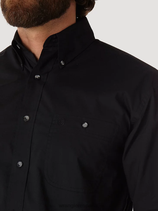 Wrangler ropa negro (mgs269x) hombres camisa lisa de manga larga con botones de george strait BDR0J292