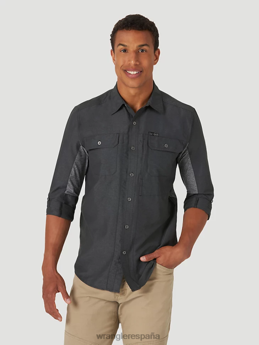 Wrangler ropa negro (nsb89bk) hombres camisa atg mezcla de materiales BDR0J379