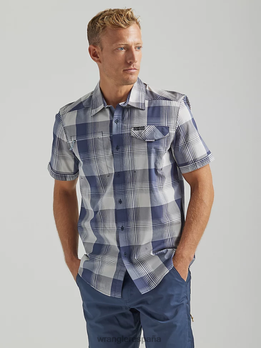 Wrangler ropa niebla (112333854) hombres atg camisa asimétrica a cuadros con bolsillo con cremallera BDR0J321